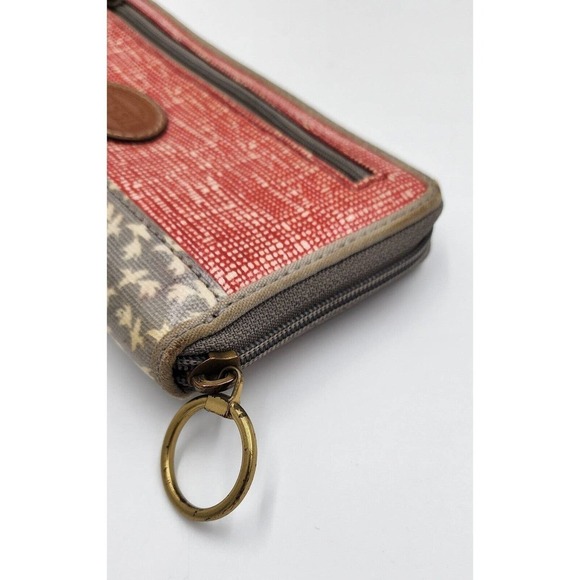 Fossil Long Live Vintage Long Wallet Red Checkered & Birds Zip Around PVC Coated - Picture 8 of 11